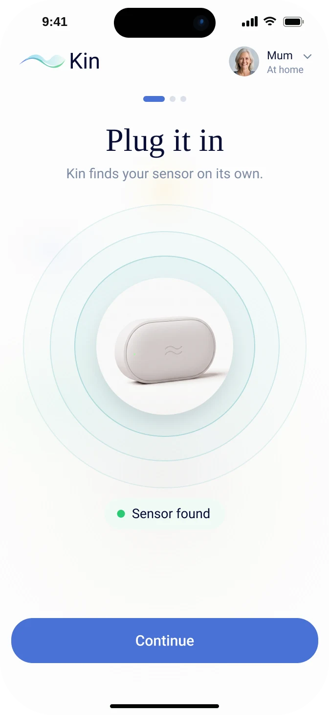 Kin app: plug it in, sensor found